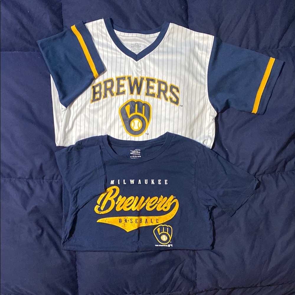 Genuine Merchandise Blue and White Brewers Jerseys Retro and Modern Styles